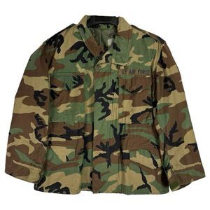Vintage‎ USAF Military Jacket Medium XS Cold Weather Field Coat Woodland Camo